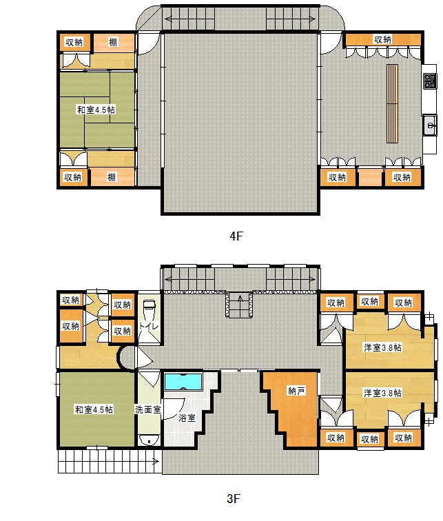 ３F・４F　現況と異なる場合は現況を優先します。