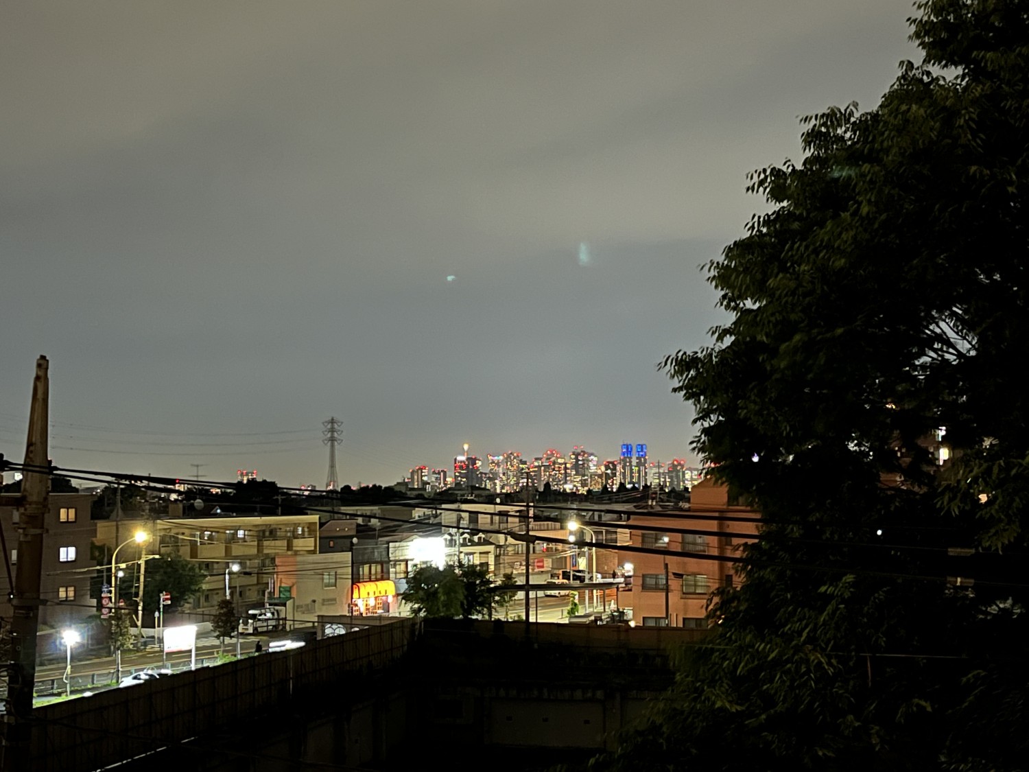 バルコニーからの眺望です。新宿の夜景がきれいです。バルコニーは奥行き２ｍ、スロップシンク付きです。